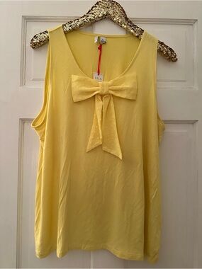 Elle Pale Yellow Sleeveless Bow Tank Top XL New!